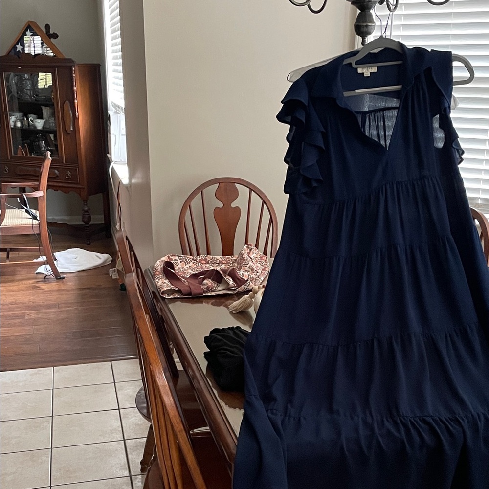 Umgee Deep Blue Tiered Maxi Dress